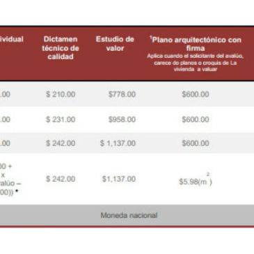 Cuotas Avaluos Infonavit
